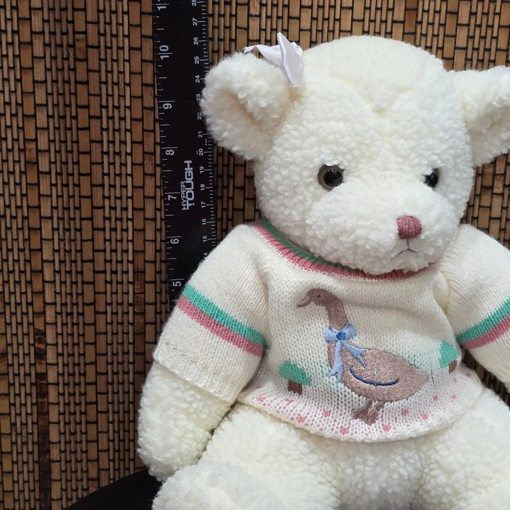 Vintage Popcorn Sherpa Teddy Bear Goose Sweater 1988 Summit Collection White 10